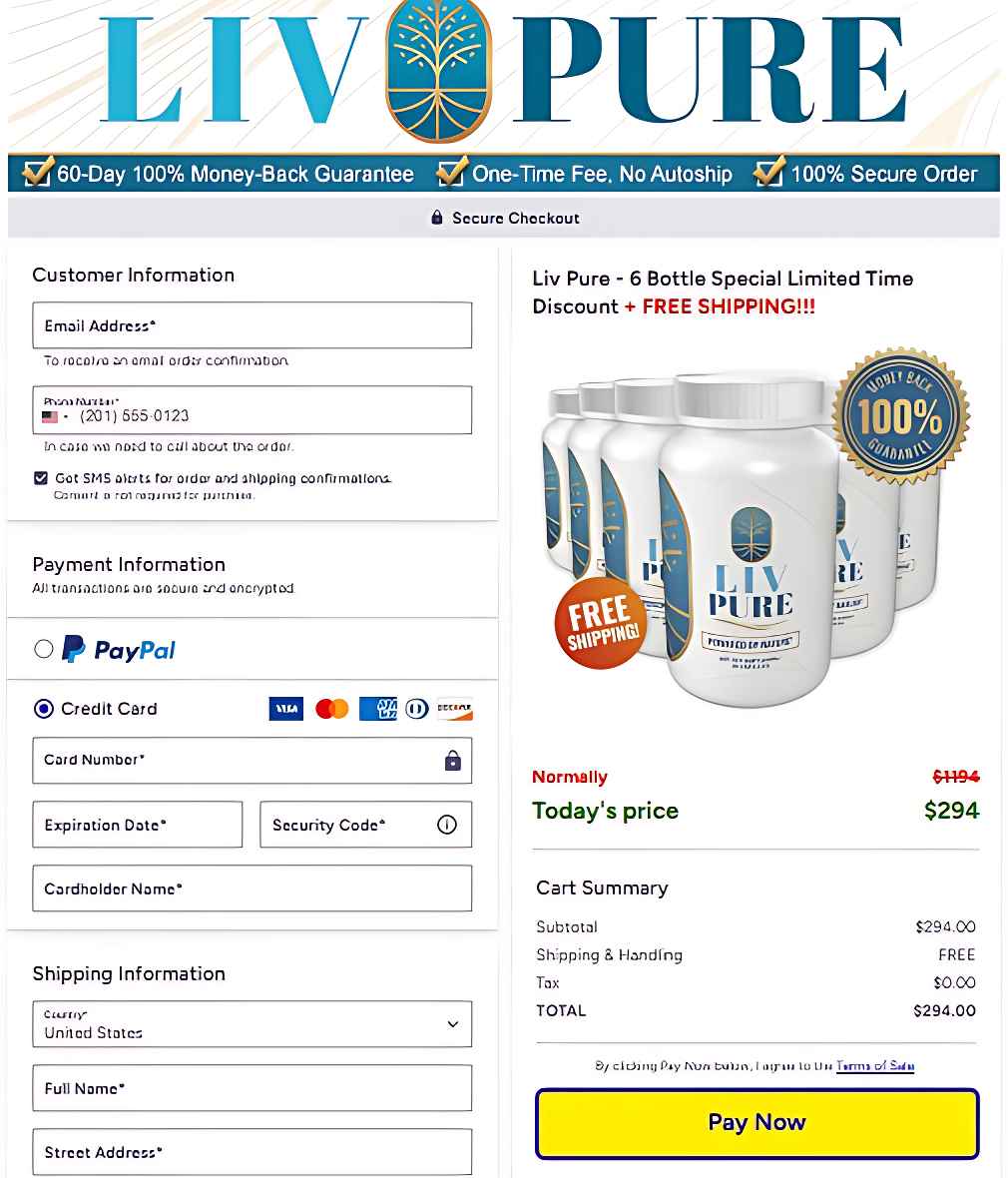 Liv Pure order page